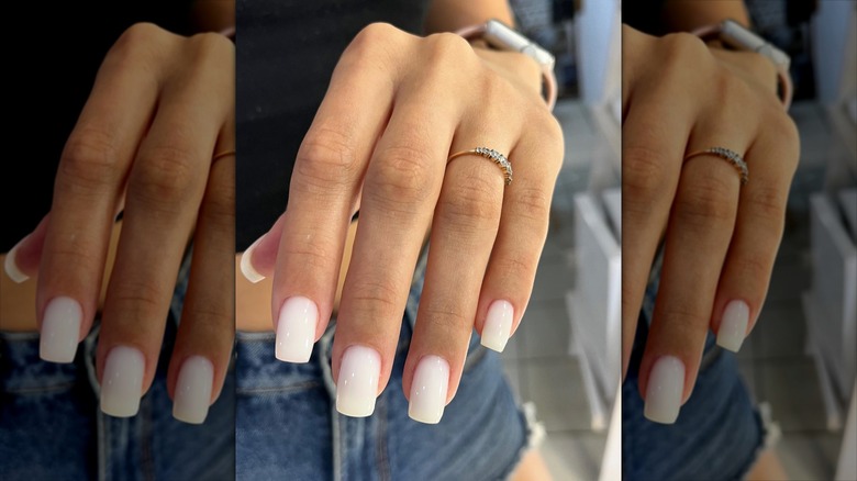 milky white manicure