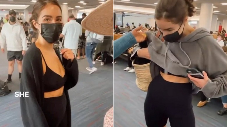 Olivia Culpo airplane outfit