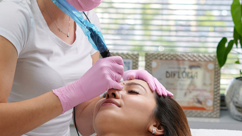 Woman getting a procedure done