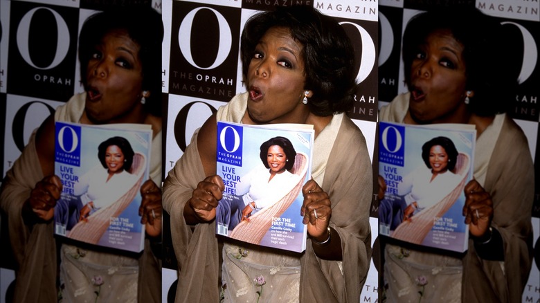 Oprah holding O magazine