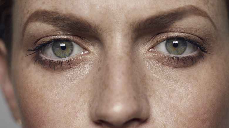 Woman with gray eyes