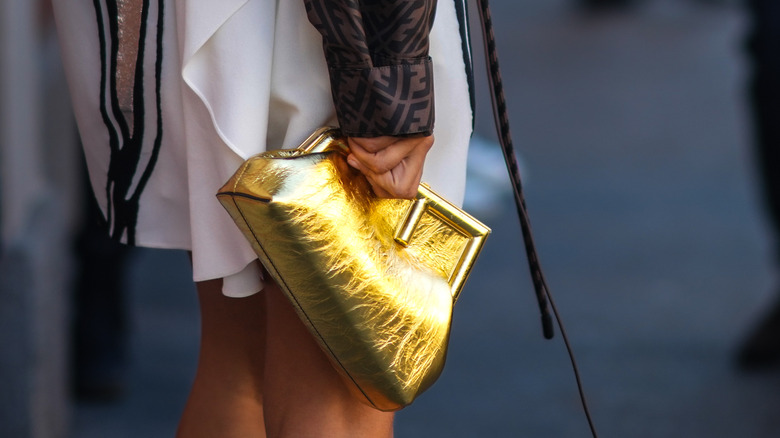 Gold abstract shape clutch