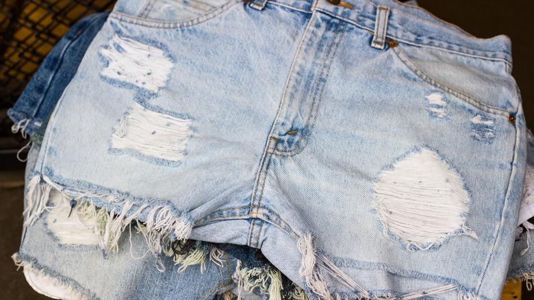 distressed denim shorts