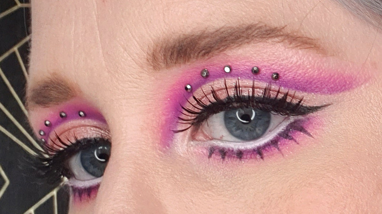 Pink cut crease with gems