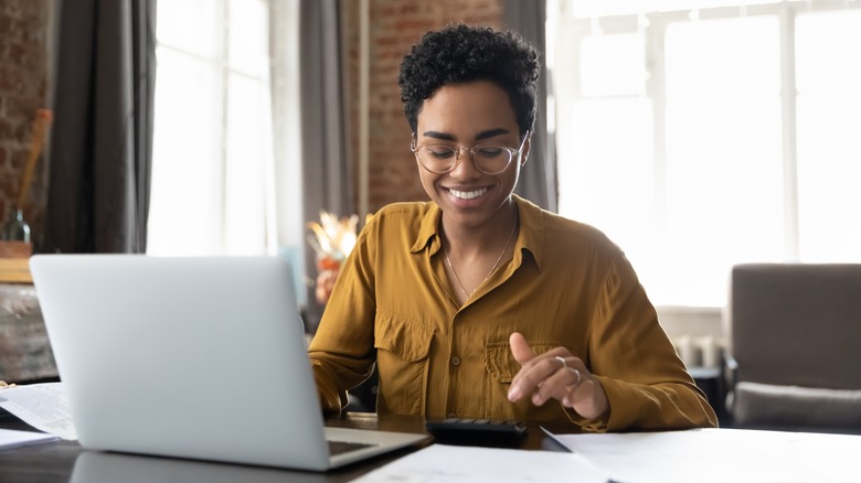 Woman using laptop