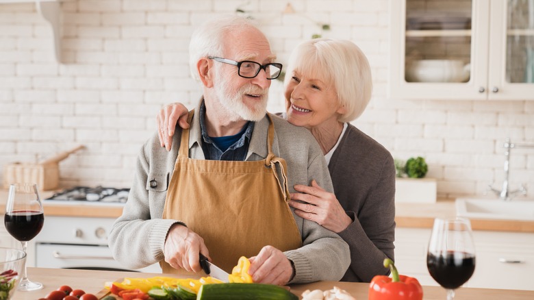 couple cooking together