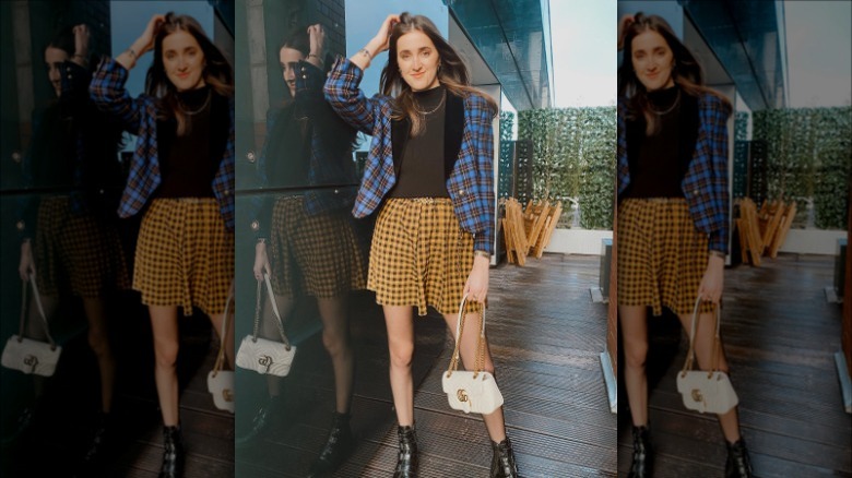 Plaid top and skirt