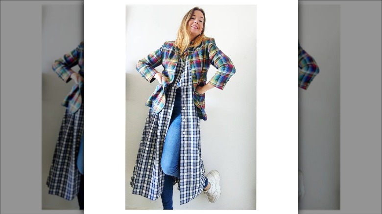 Plaid garments layered