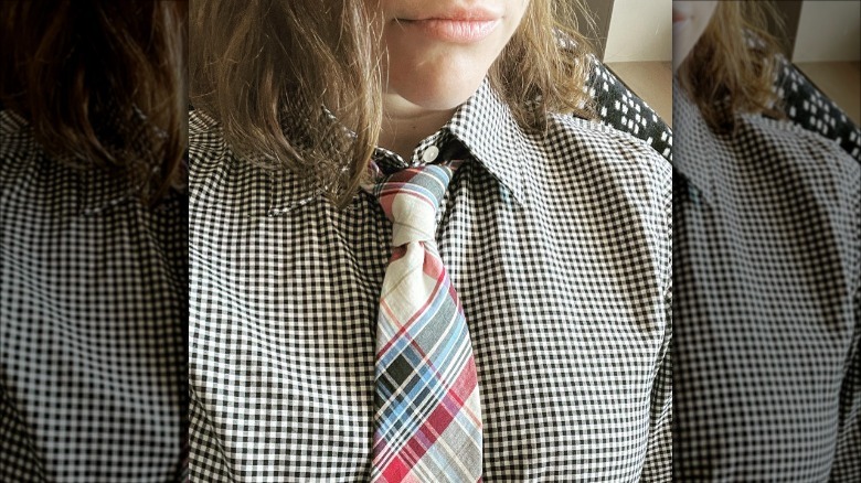Plaid tie and top