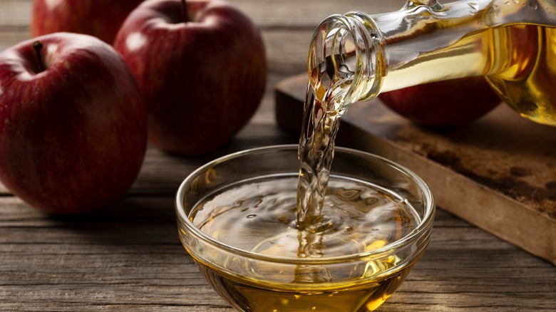 Apple cider vinegar in dish