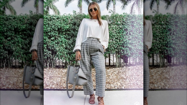how to style plaid pants - Side of Sequins