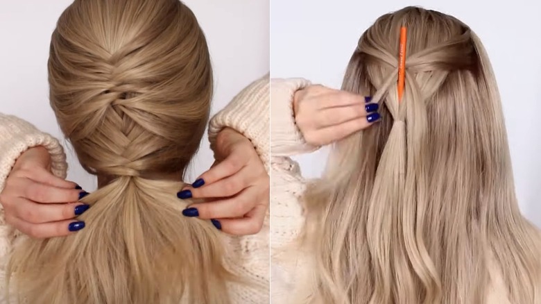 Pencil fishtail braid hack