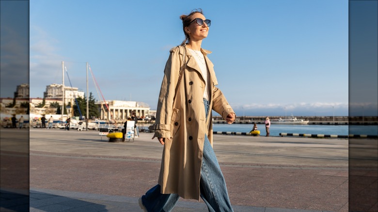 woman wearing a trench coat