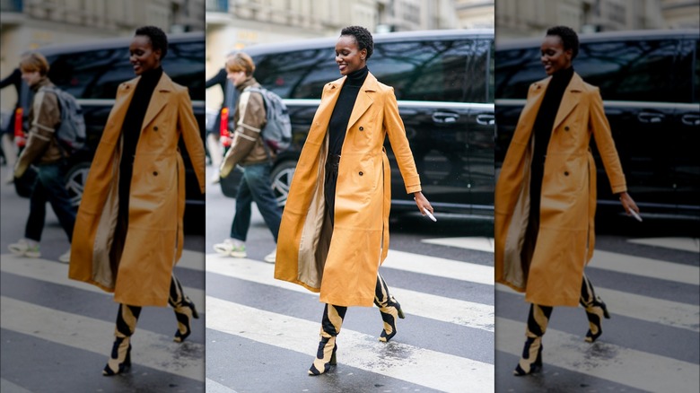 woman wearing a trench coat