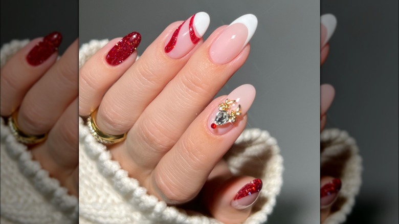 woman with holiday-inspired nails