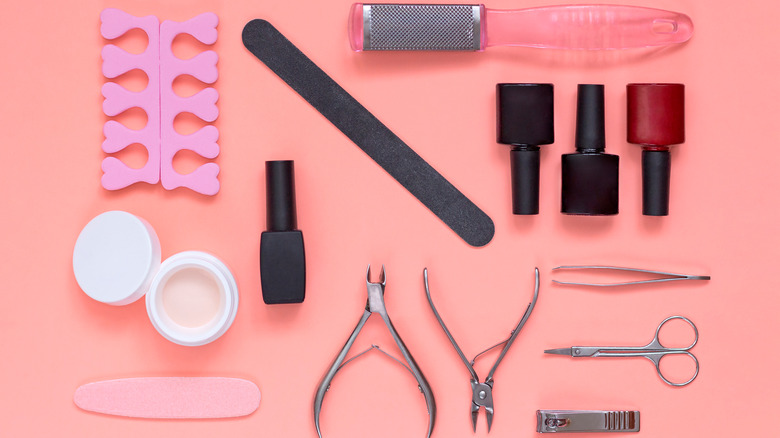 flat lay of nail tools