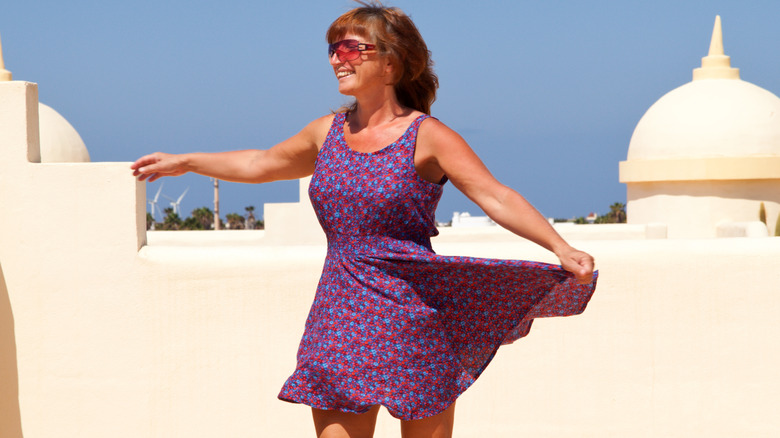 Woman wearing skater dress