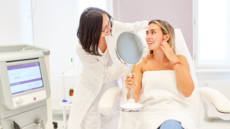 Woman undergoing a skin analysis