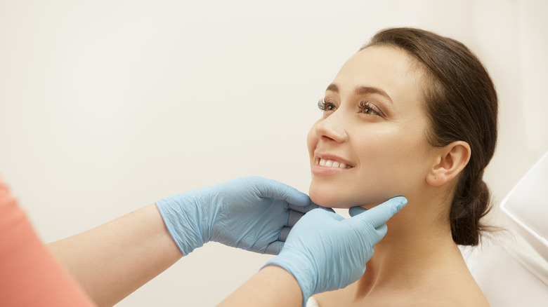 Woman at a dermatologist appointment