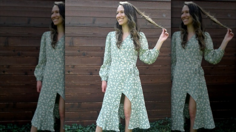 Green floral dress