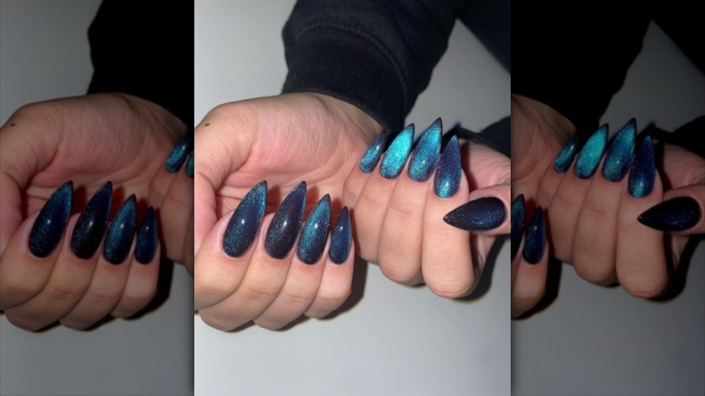 blue shimmer nails 