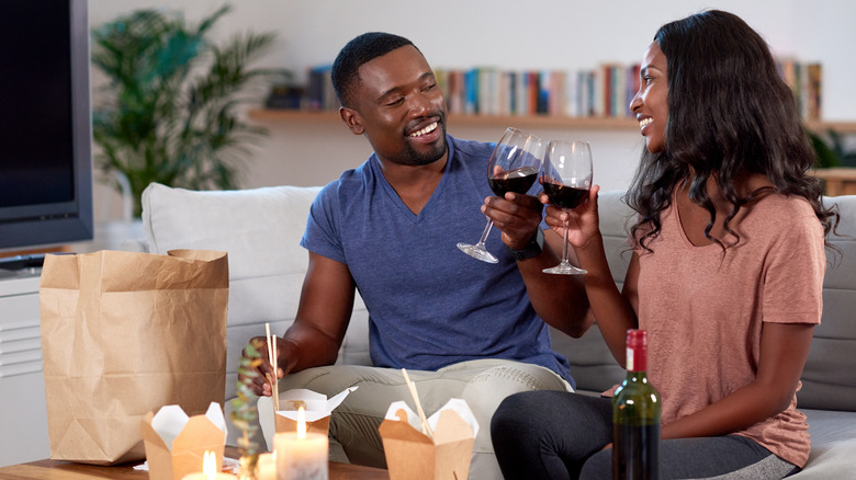 Couple drinking wine together 