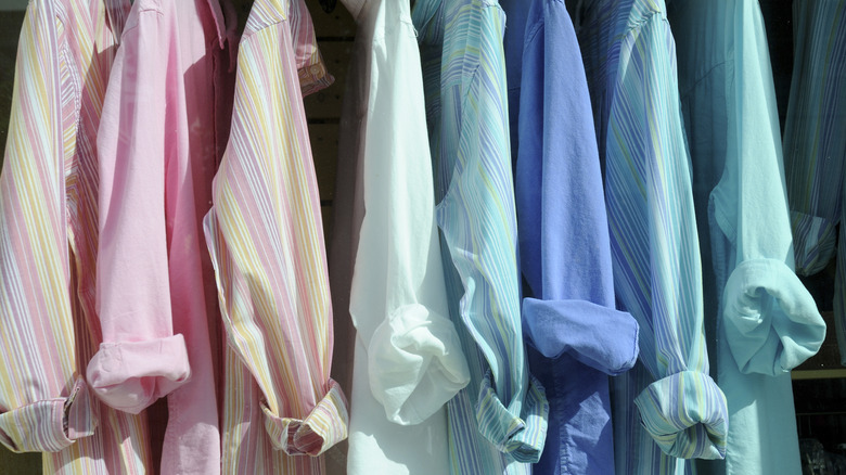 closet of pastel shirts