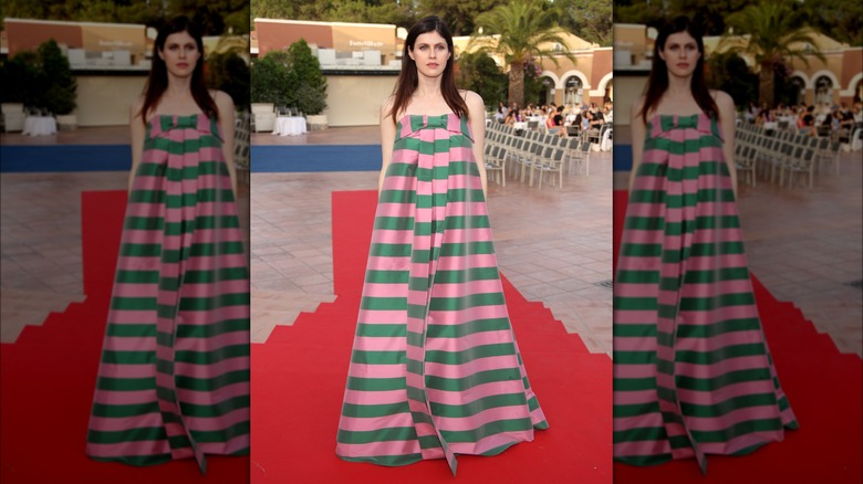 Alexandra Daddario 2024 striped dress