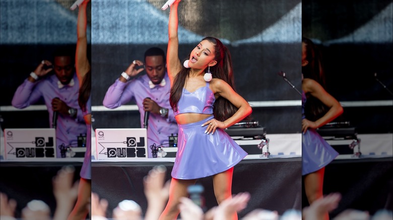 Ariana Grande in lavender matching set