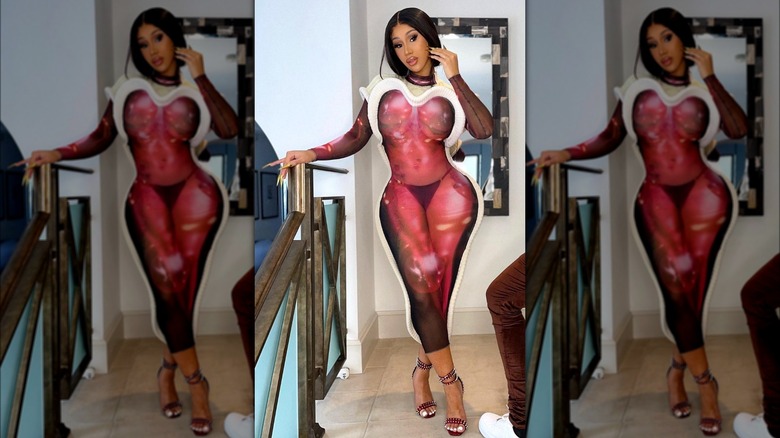 Cardi B wearing anatomical dress