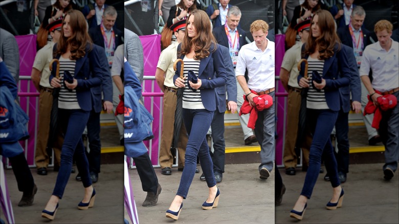 Kate Middleton in jeans and wedges