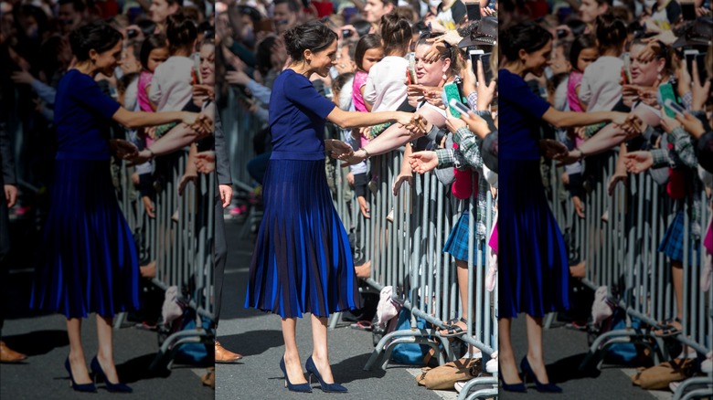 Meghan Markle cobalt blue skirt