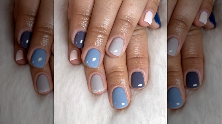 Gray and blue nails