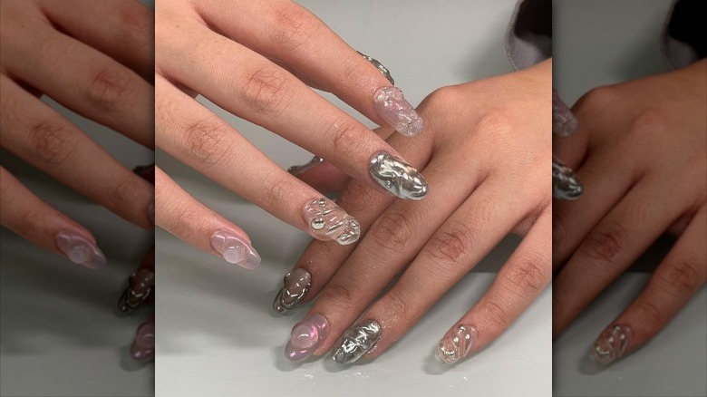woman with 3D details on nails