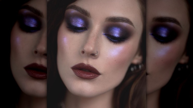 woman wearing purple eyeshadow