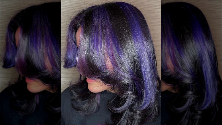 woman with purple highlights