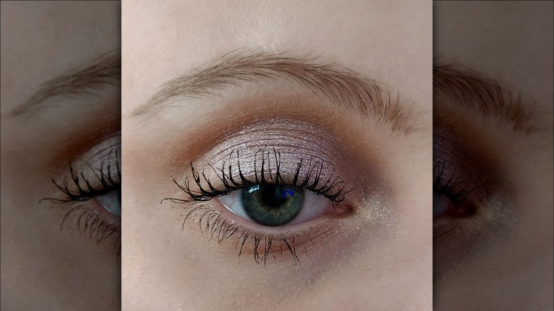 eye with shiny sheer eyeshadow