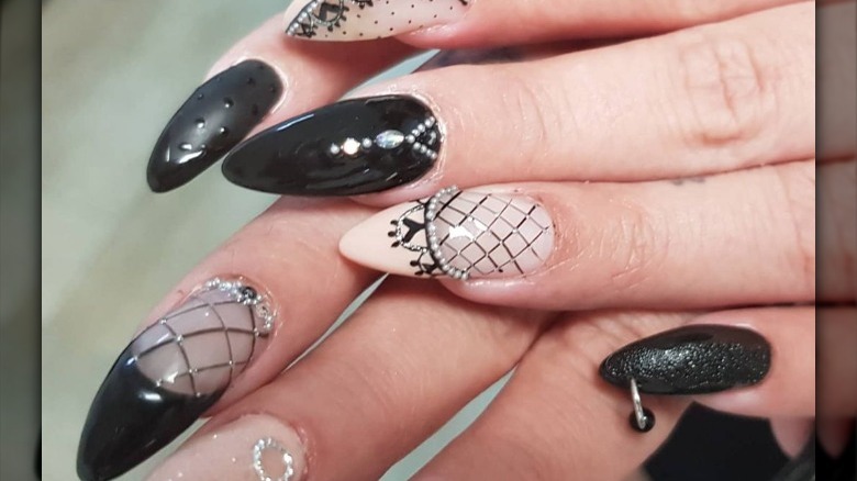 fingernails with nail polish