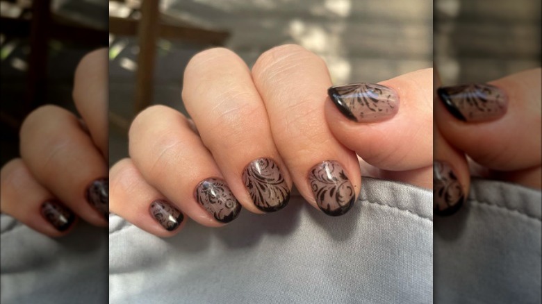 fingernails with nail polish