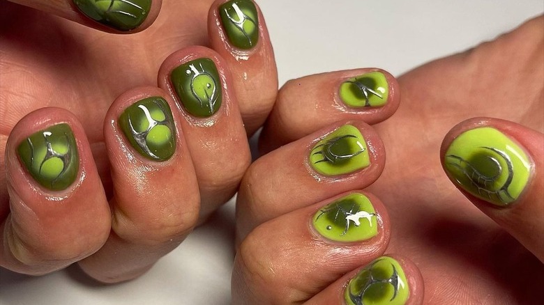 light and dark green nails