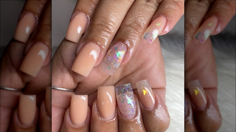 Woman with encapsulated nail design