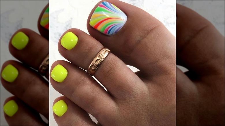 Woman with colorful pedicure