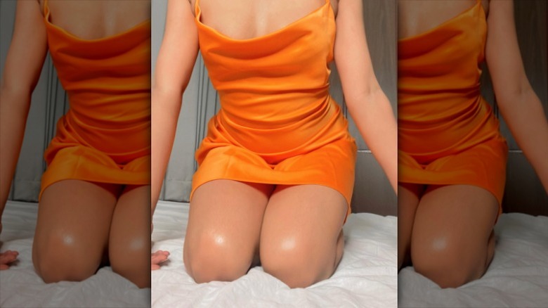 Bright orange slip dress