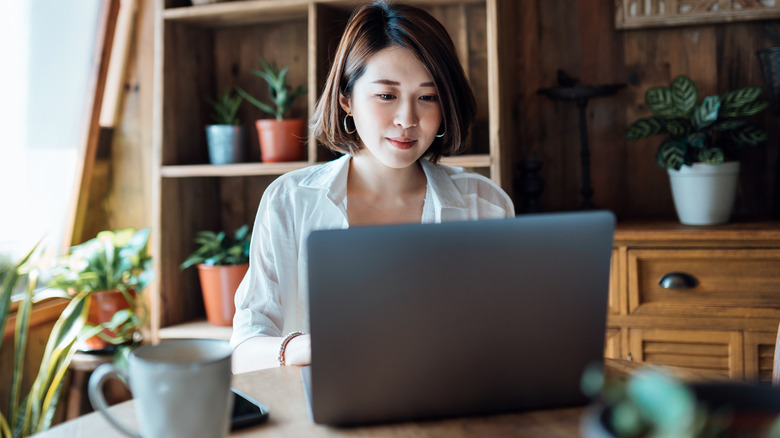 woman working remotely