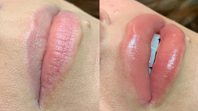 lip blushing before and after