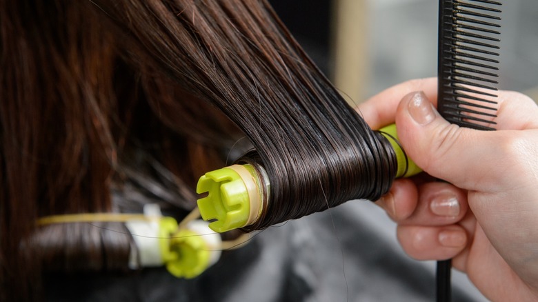 woman getting perm