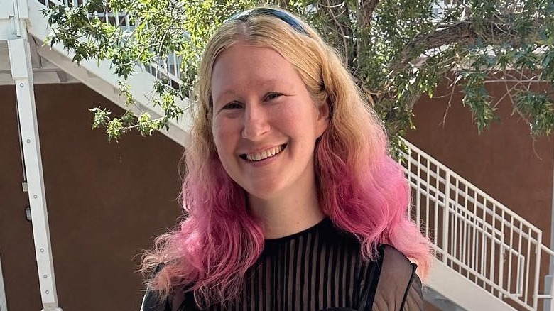 Woman with pink ombré hair