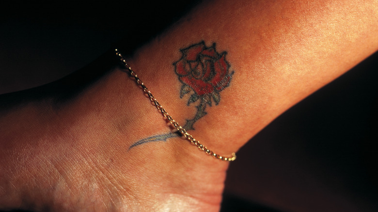 Rose ankle tattoo