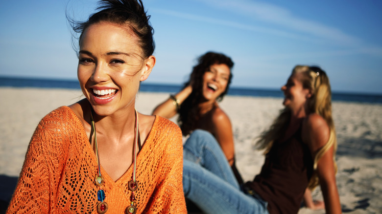 group of friends on beach