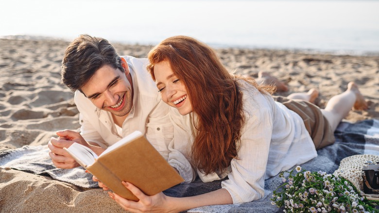 Two people at beach on date